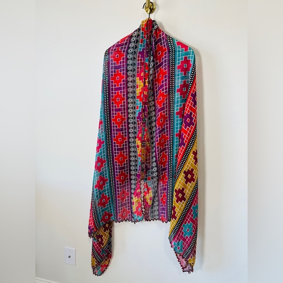 Large Abstract Geometric Rectangle Versatile Wear Scarf - Picture 7 of 14